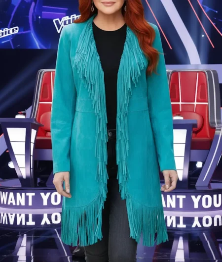 Reba McEntire The Voice S28 Blue Fringe Coat