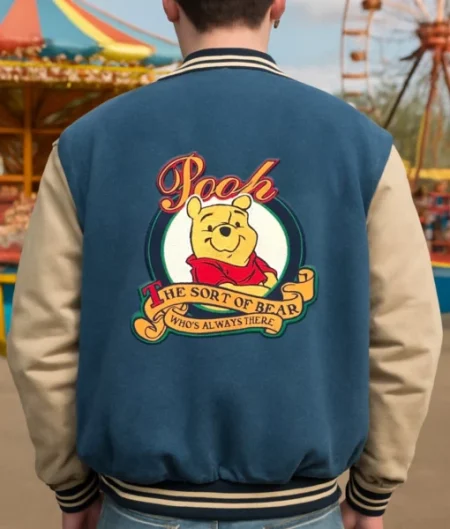 90s Xxxtentacion Winnie the Pooh Varsity Denim Jacket FrontView 1