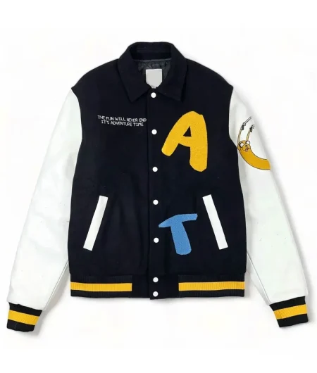 Adventure Time Black and White Varsity Jacket