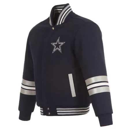 Dallas Cowboys Striped Navy Varsity Wool Jacket