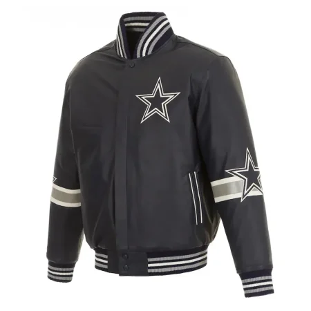 Dallas Cowboys Striped Varsity Leather Jacket