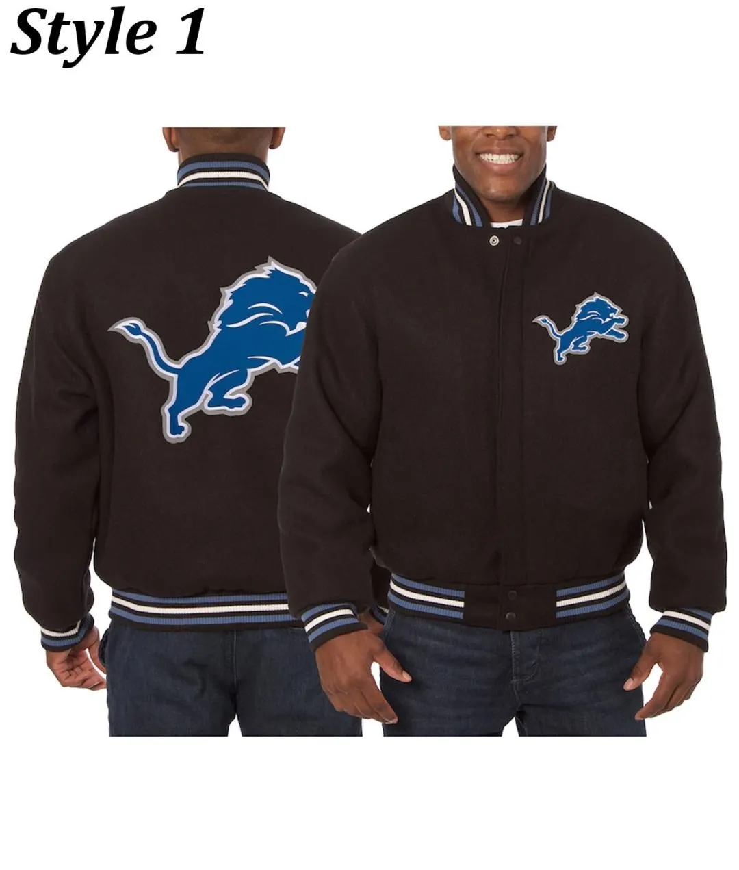 Detroit Lions Black Wool Varsity Jacket - Image 3