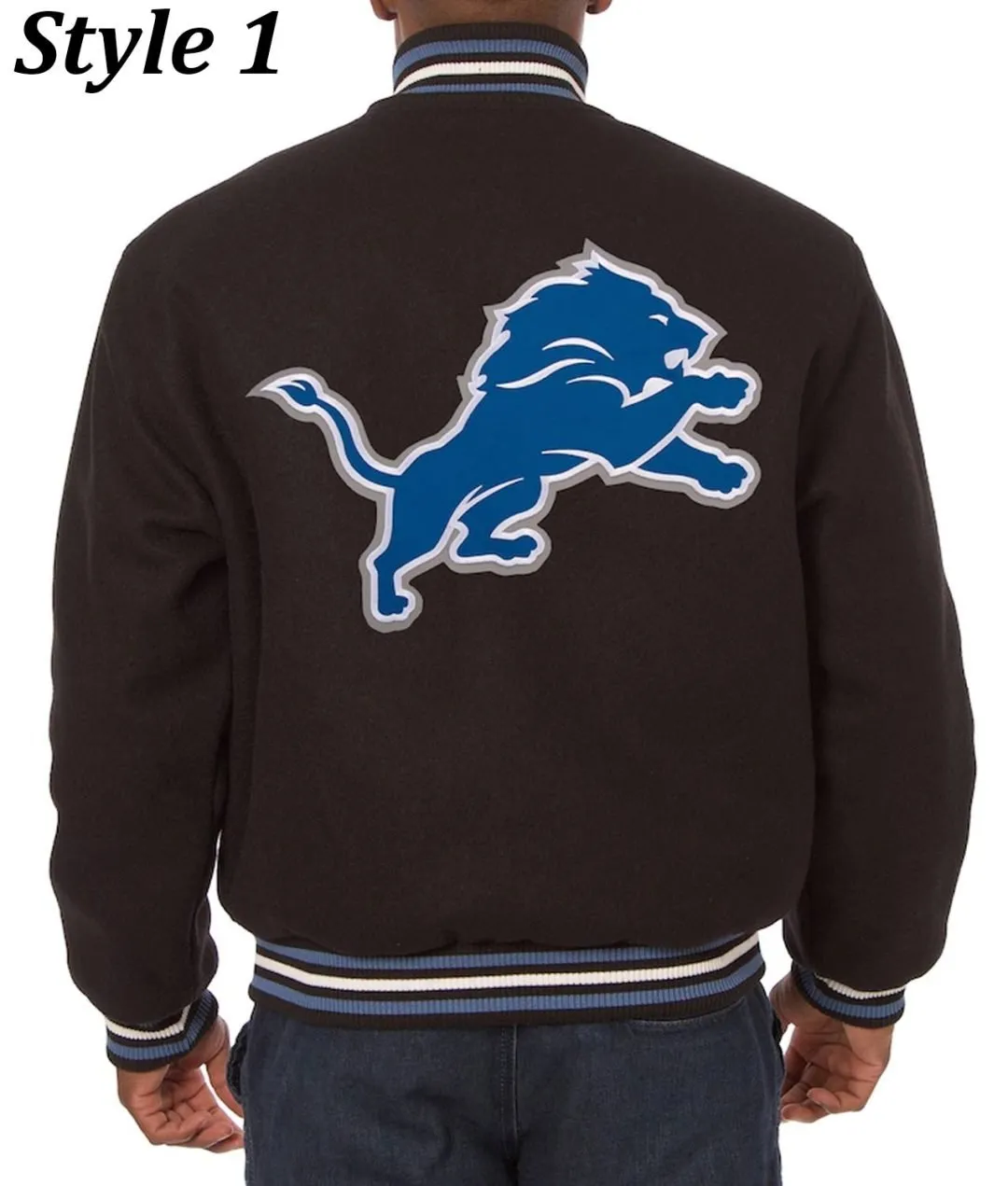 Detroit Lions Black Wool Varsity Jacket - Image 2