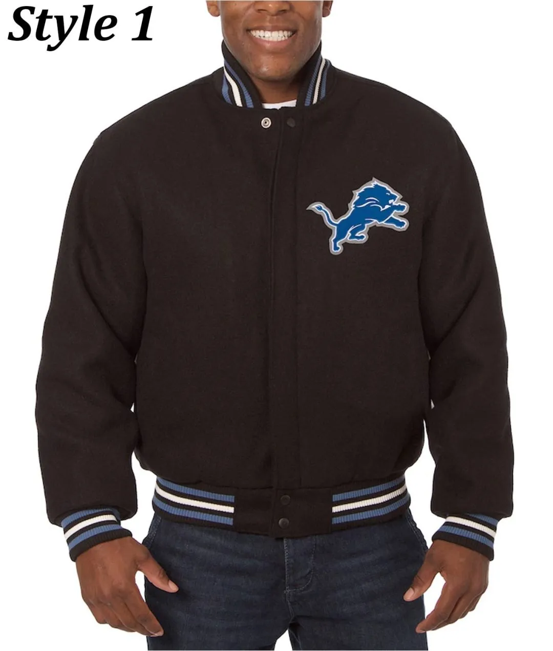 Detroit Lions Black Wool Varsity Jacket