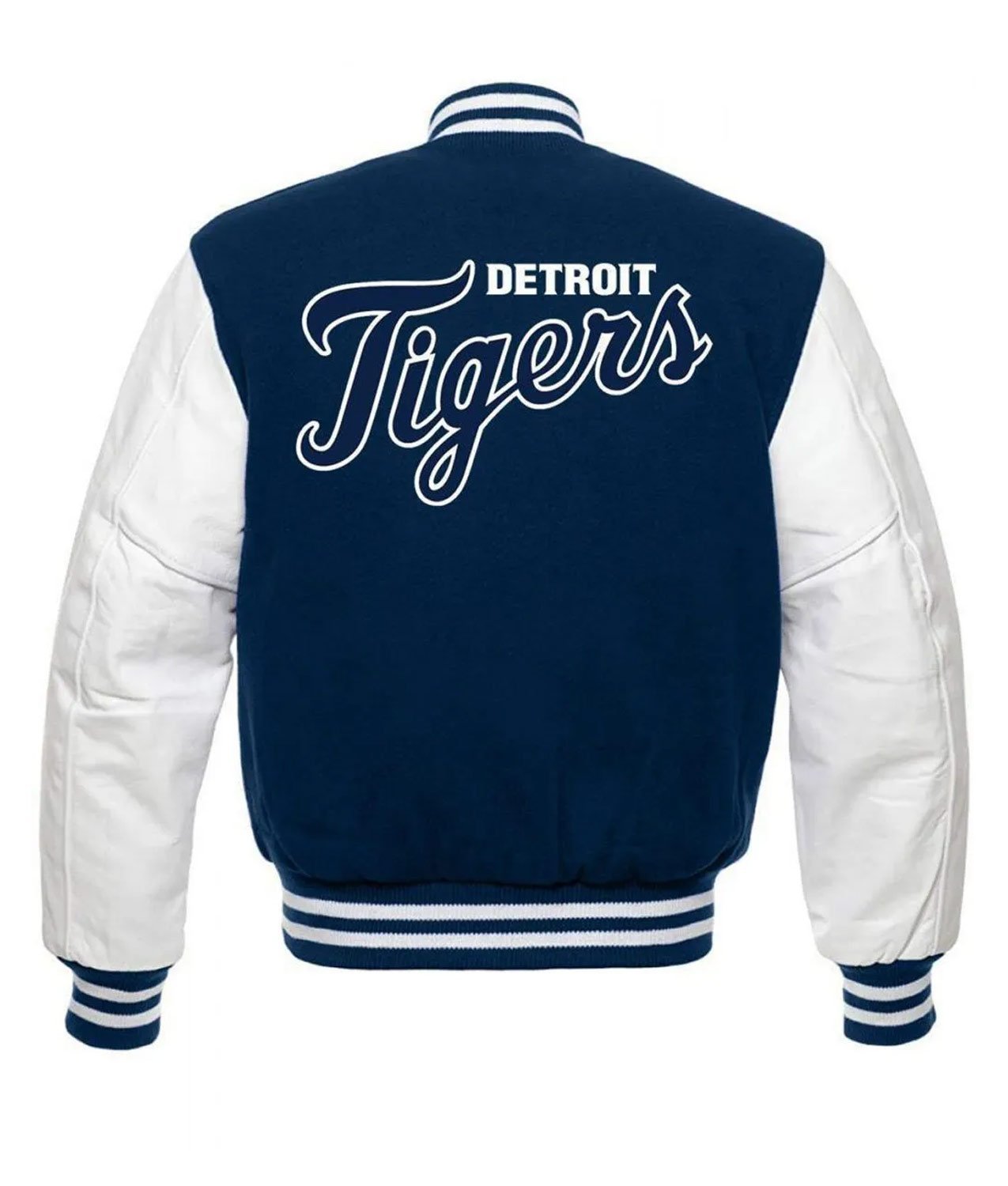 Detroit Tigers Letterman Blue and White Jacket - Image 2