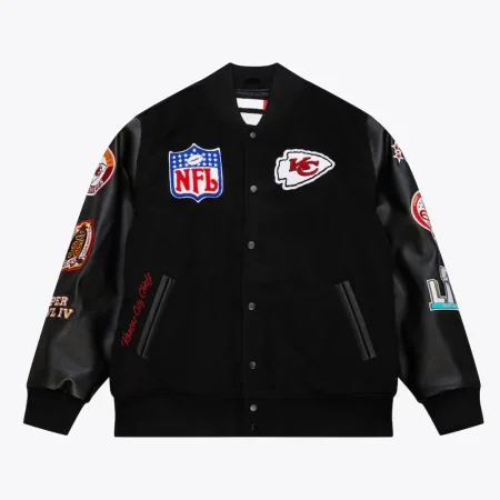 Kansas City Chiefs Blackout Vintage Logo Varsity Jacket