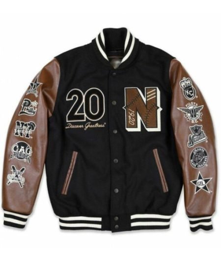 Mens Baseball Black Varsity Jacket 2