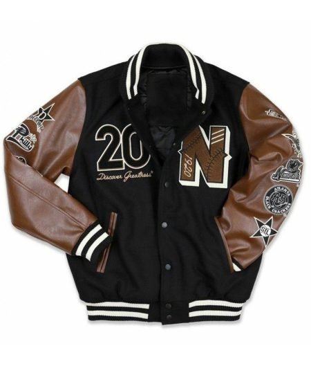 Mens Baseball Black Varsity Jacket 1