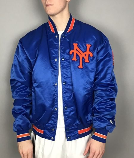 Men’s Mets New York Blue Satin Varsity Jacket