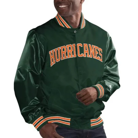 Starter Miami Hurricanes Football Club Bomber Varsity Jacket 4