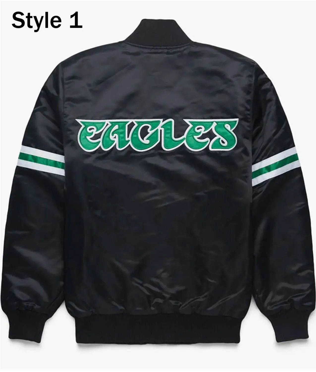 NFL Philadelphia Eagles Black Satin Jacket - Image 2
