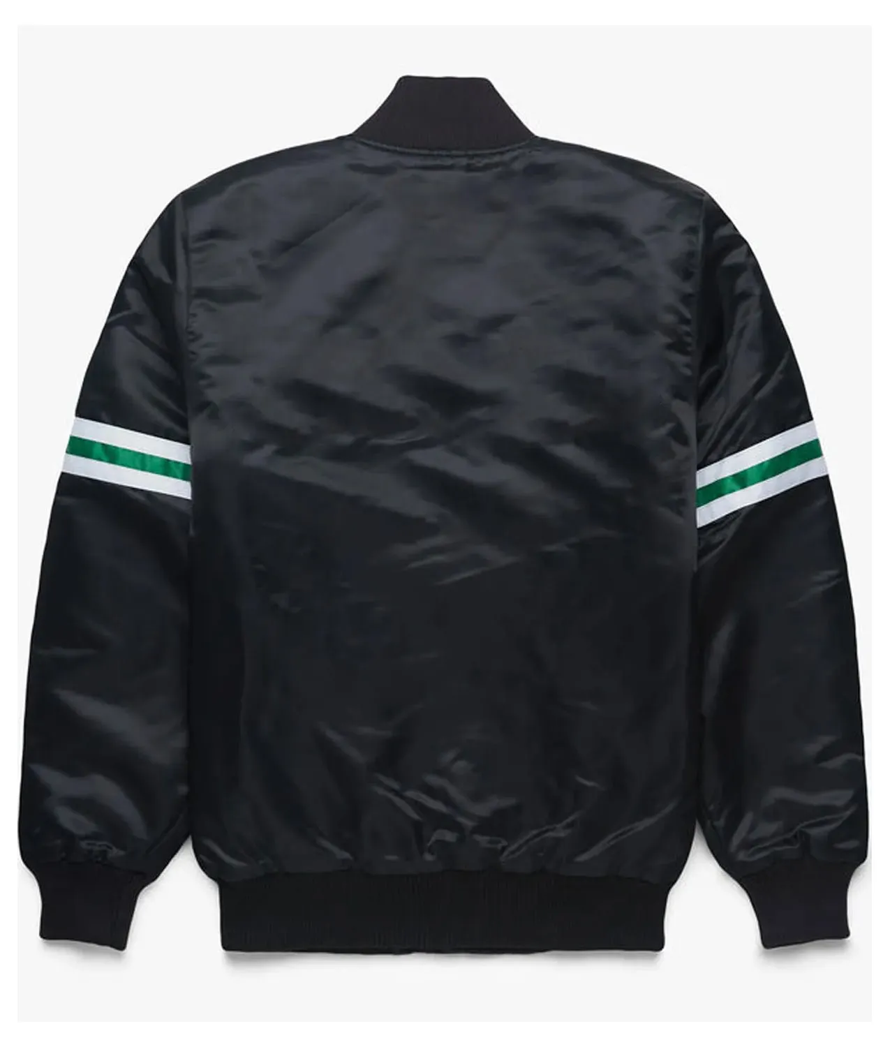 NY Jets Black Satin Varsity Jacket - Image 2