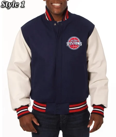 Navy/White Detroit Pistons Varsity Jacket