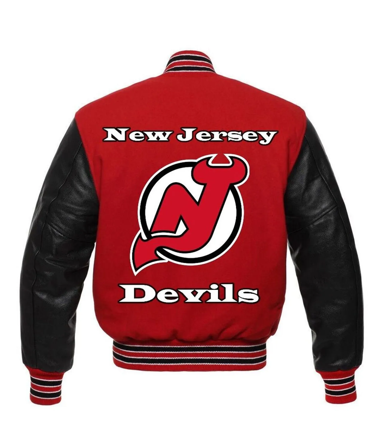 New Jersey Devils Varsity Red and Black Jacket - Image 2