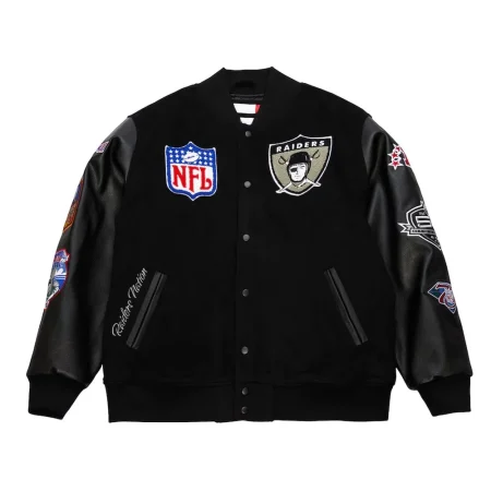 Oakland Raiders Blackout Vintage Logo Varsity Jacket