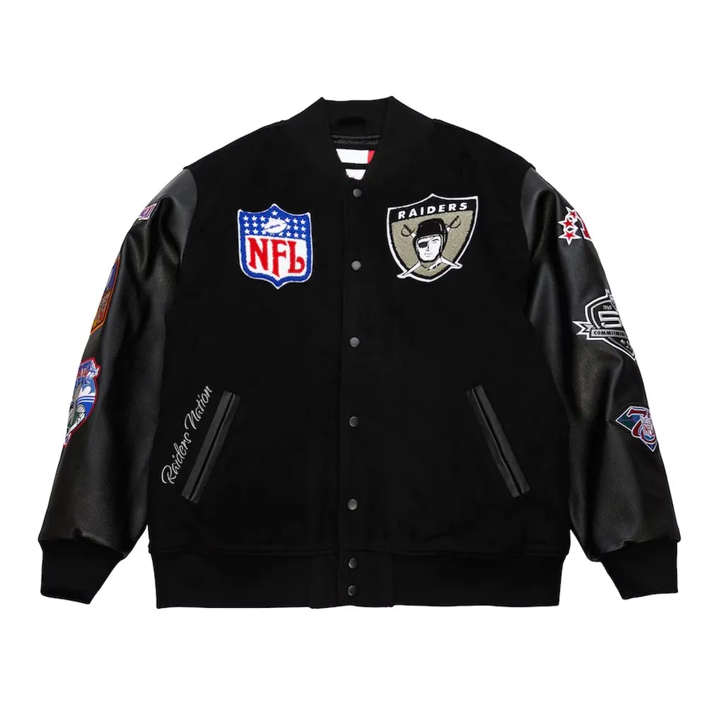 Oakland Raiders Blackout Vintage Logo Varsity Jacket