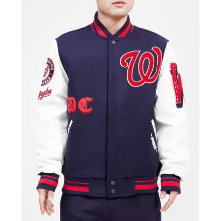 Old English Washington Nationals Varsity Jacket
