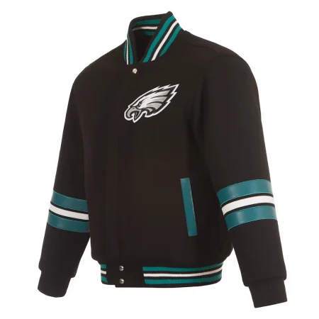 Philadelphia Eagles Striped Black Varsity Wool Jacket