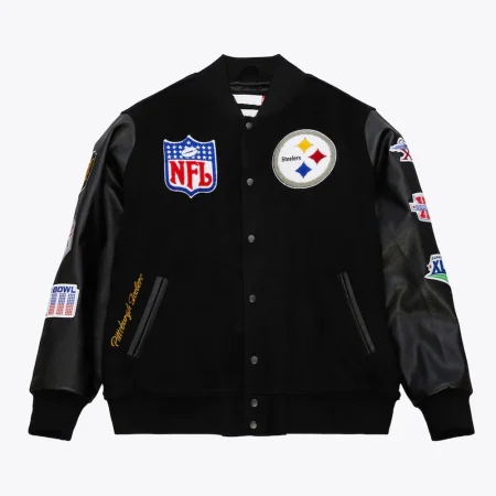 Pittsburgh Steelers Blackout Vintage Logo Varsity Jacket