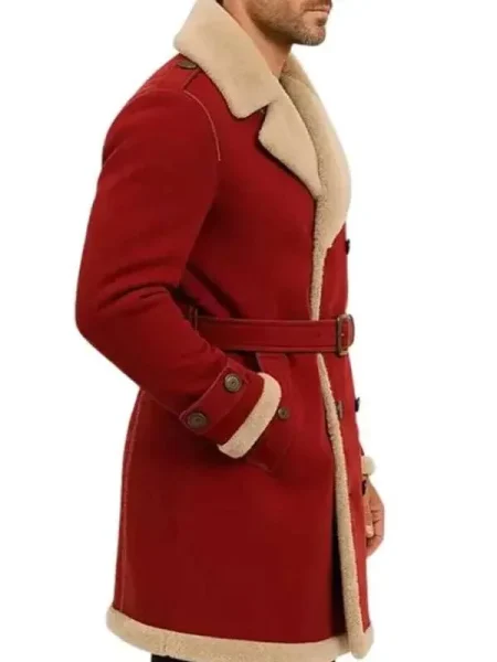 Christmas Red Shearling Trench Coat 1