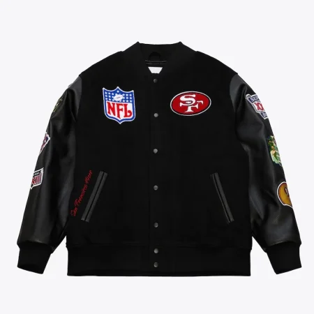 San Francisco 49ers Blackout Vintage Logo Varsity Jacket