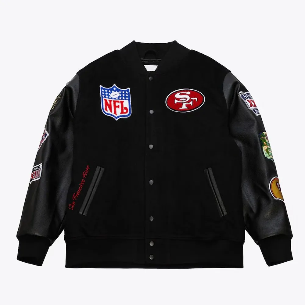 San Francisco 49ers Blackout Vintage Logo Varsity Jacket