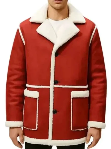 Santa Claus Red Christmas Shearling Leather Jacket 2