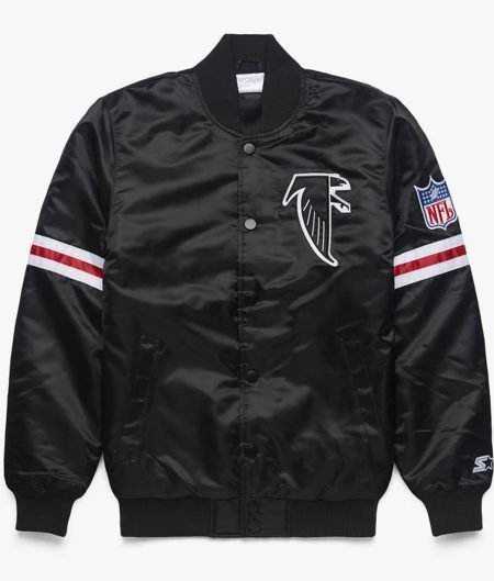 Starter Atlanta Falcons Black Satin Bomber Jacket