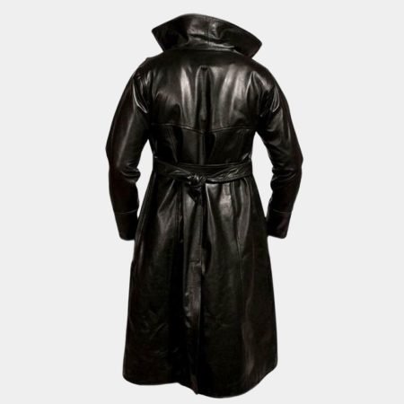 The Crow Eric Draven aka Brandon Lee Black Real Leather Long Coat Front View 2