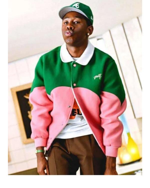Tyler The Creator Green Pink Golf Cowboy Varsity Jacket 1