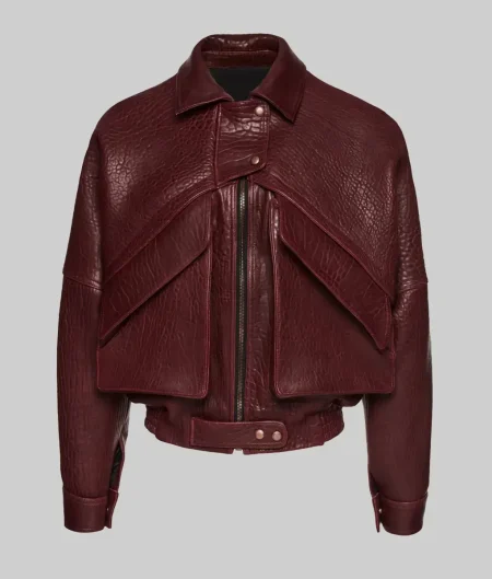 Barbara Palvin Leather Bomber Jacket