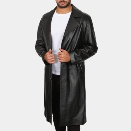 Ares Black Leather Coat