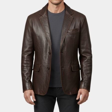 Play Dirty Mark Wahlberg Brown Leather Blazer