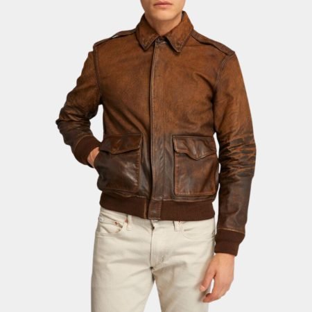 Gus Distressed Brown Leather Jacket
