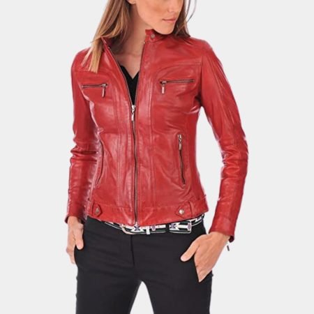 Claire Red Leather Jacket