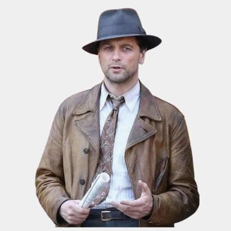 Perry Mason Tan Leather Coat