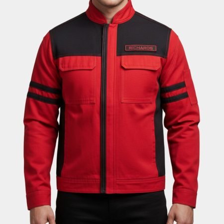 The Running Man Glen Powell Red Jacket