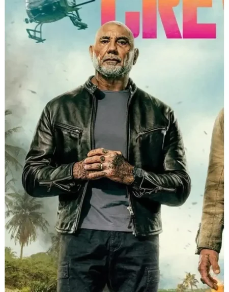 The Wrecking Crew 2026 Dave Bautista Black Leather Jacket