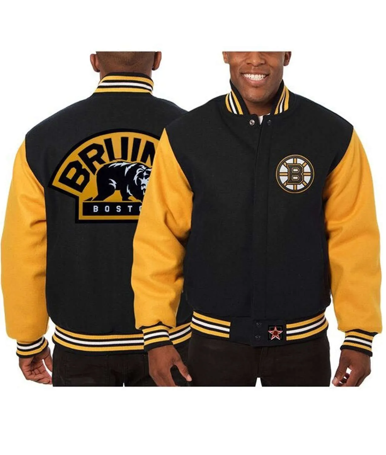 Boston Bruins Varsity Black and Yellow Wool Jacket - Image 3