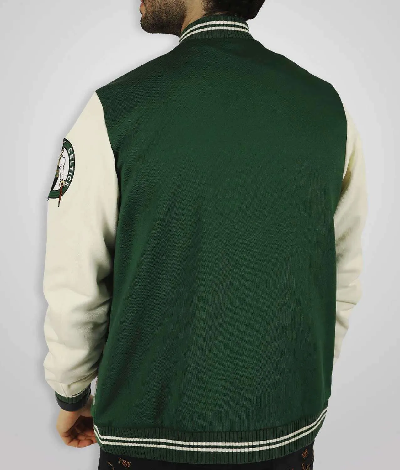 Boston Celtics Varsity Green and Off White Jacket - Image 3
