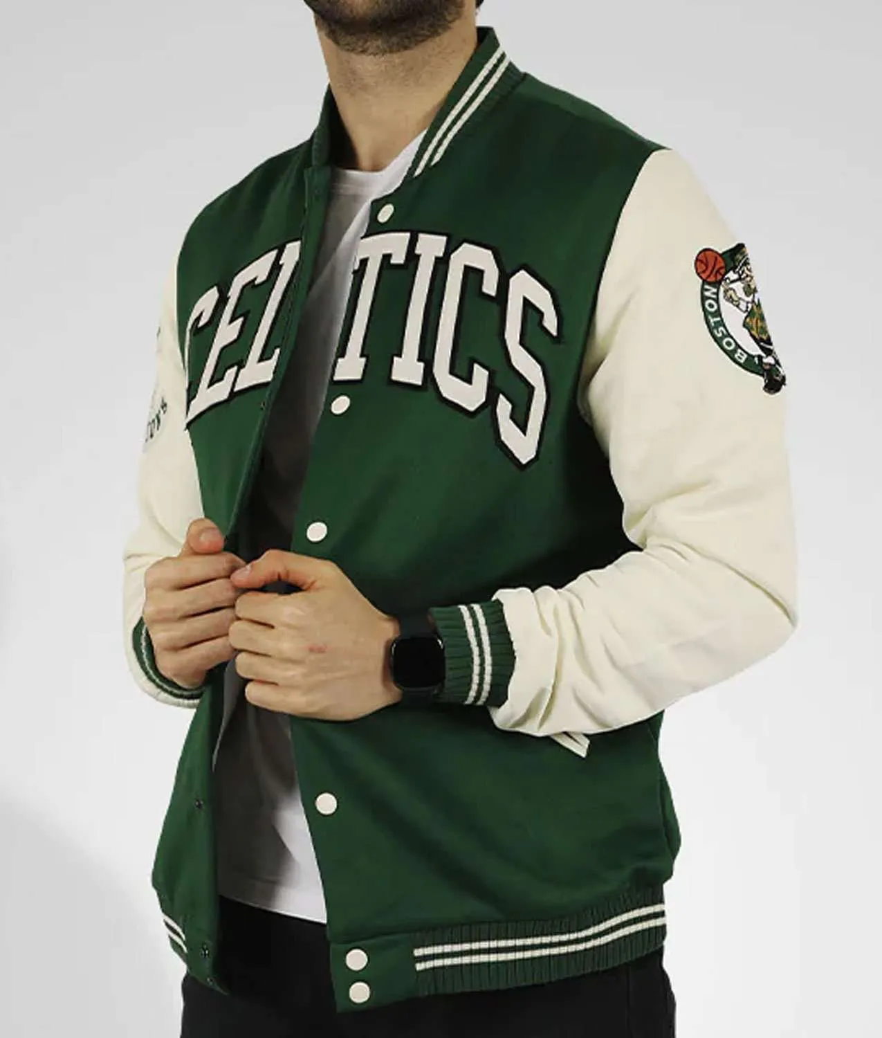 Boston Celtics Varsity Green and Off White Jacket