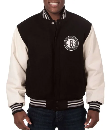 Black/White Brooklyn Nets Varsity Jacket