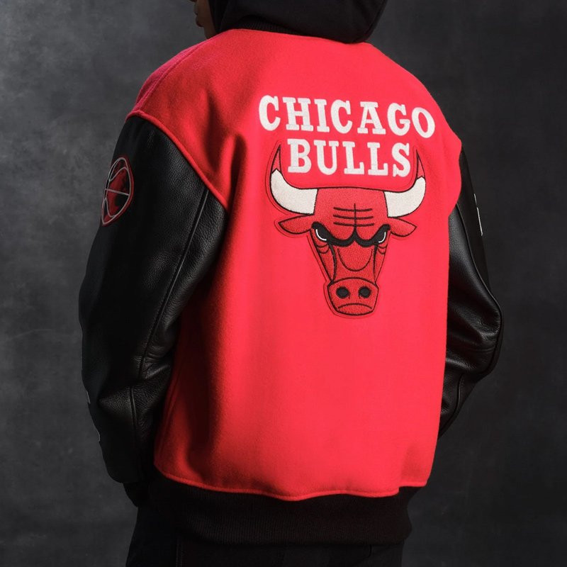 Chicago Bulls OVO Red and Black Varsity Jacket - Image 4