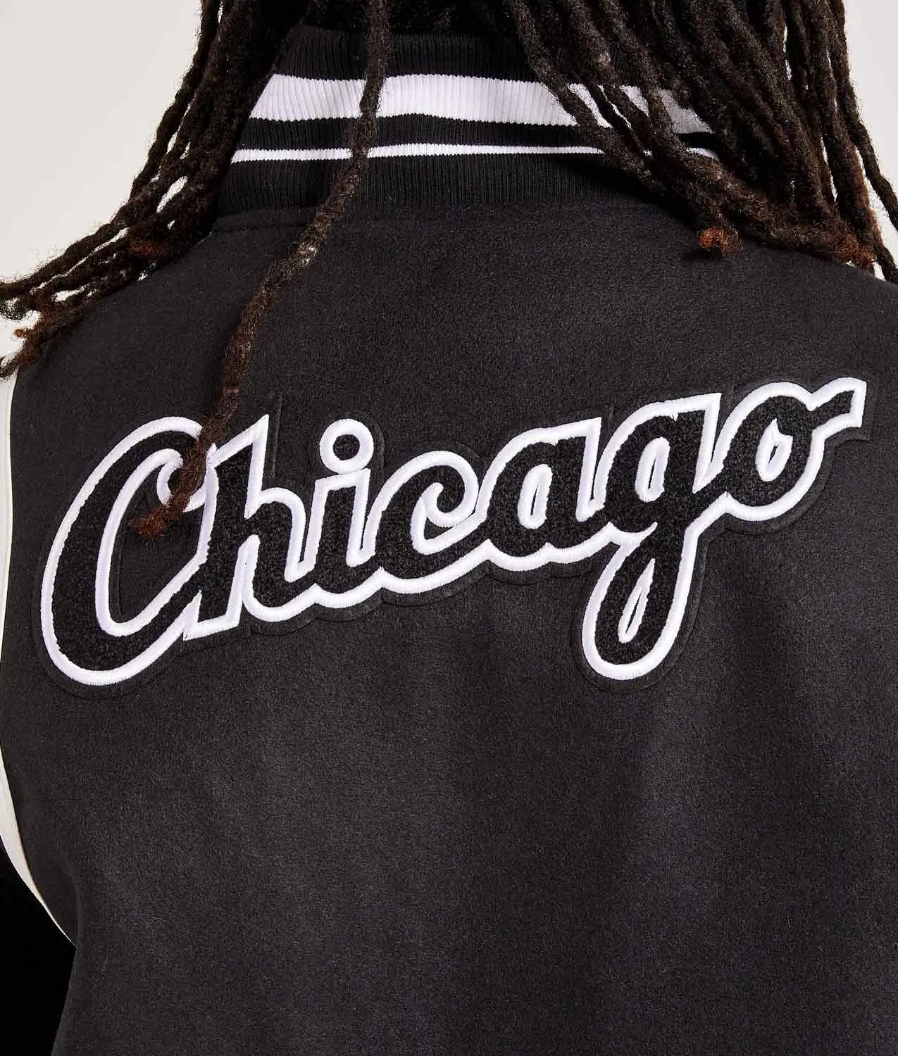 Chicago White Sox Comiskey Park Black Varsity Jacket - Image 3
