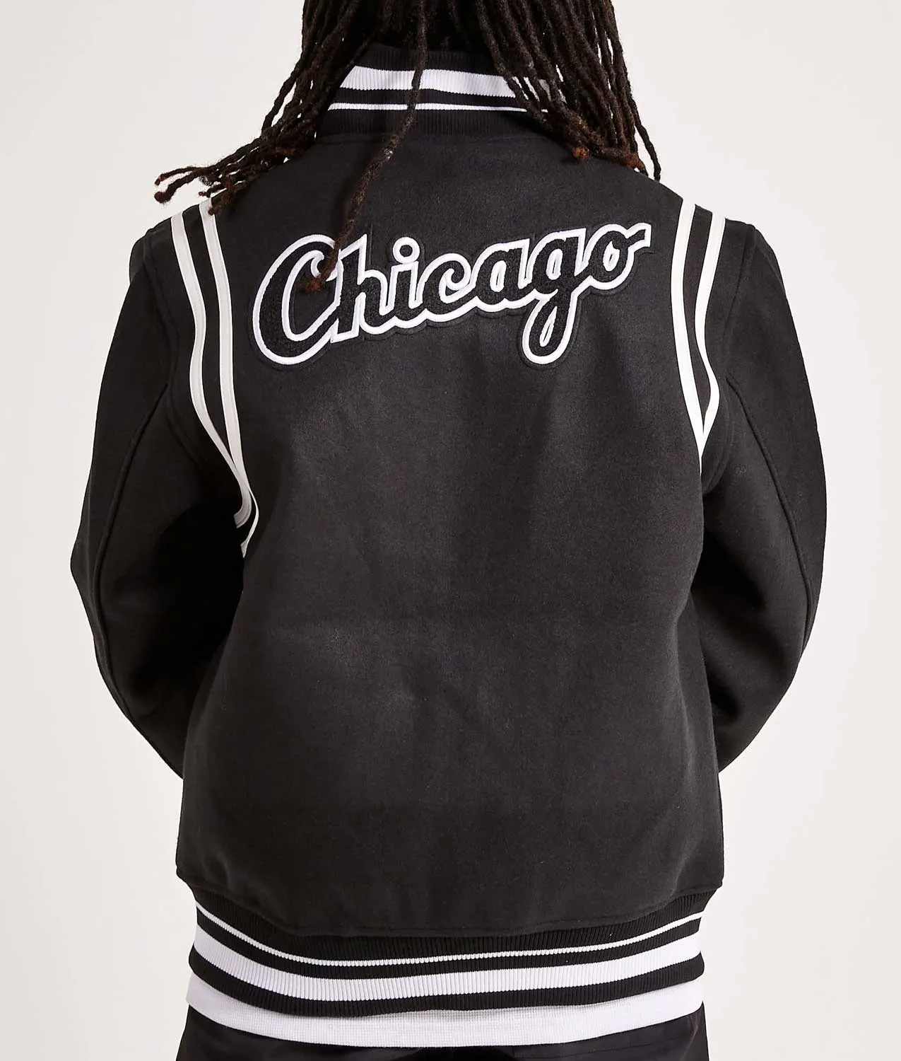 Chicago White Sox Comiskey Park Black Varsity Jacket - Image 2
