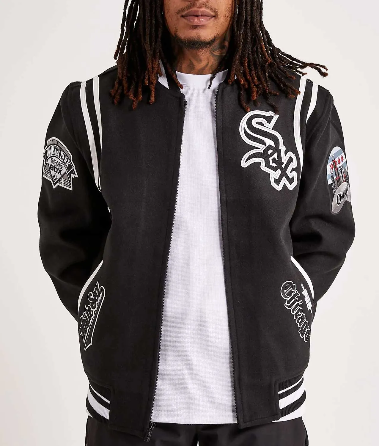 Chicago White Sox Comiskey Park Black Varsity Jacket