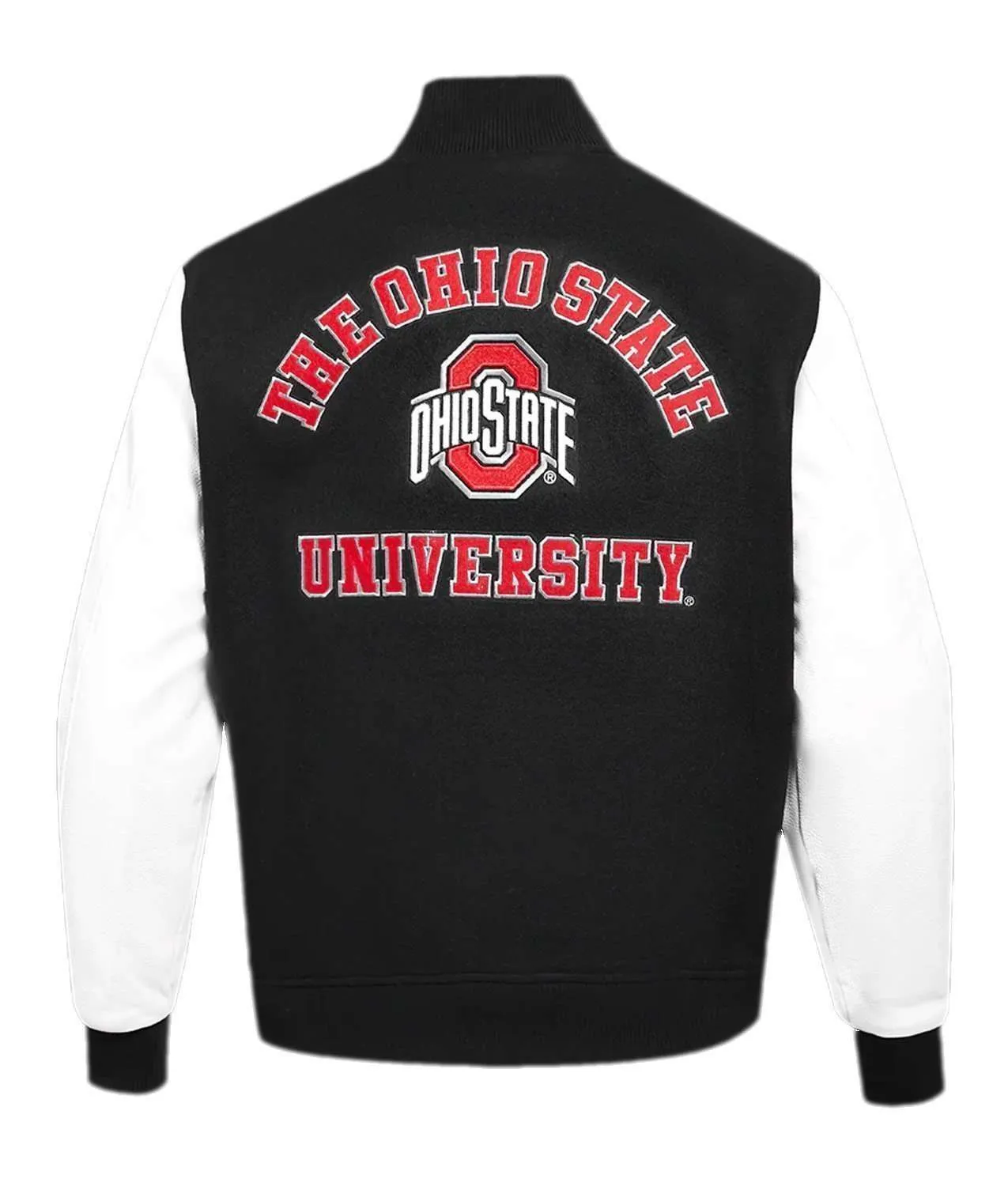 Classic Ohio State University Black and White Varsity Jacket - Image 2