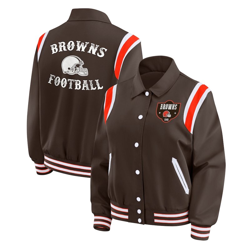 Cleveland Browns Lightweight Brown Varsity Satin Jacket
