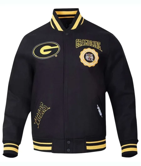Grambling Tigers Crest Black Varsity Wool Jacket