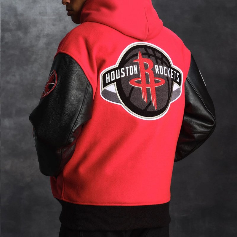 Houston Rockets OVO Red and Black Varsity Jacket - Image 4